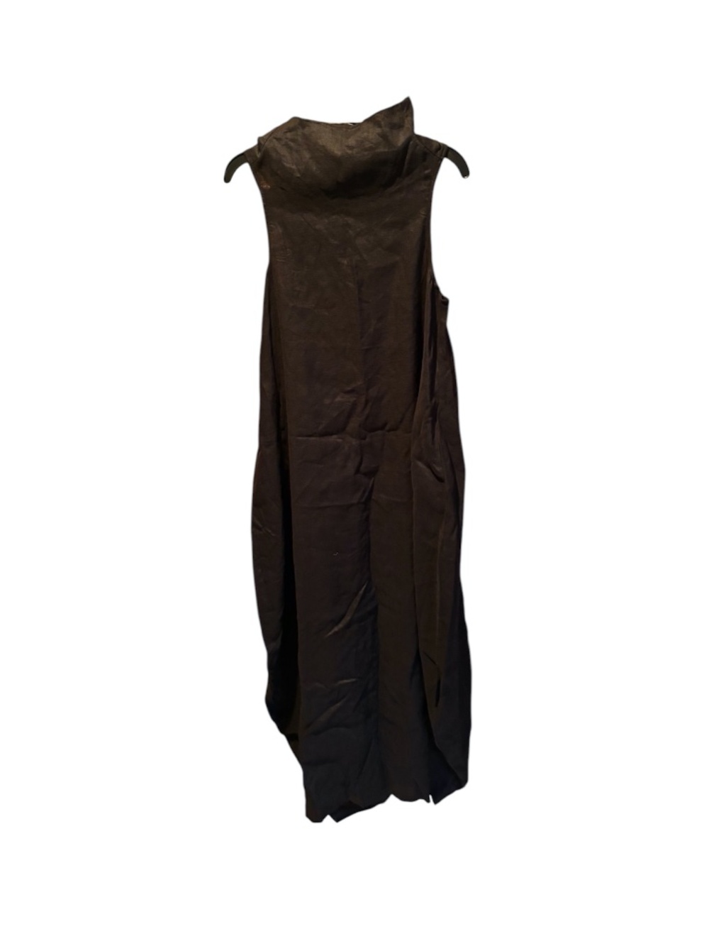 Visible Art Cowl Neck Linen Dress in Black XS